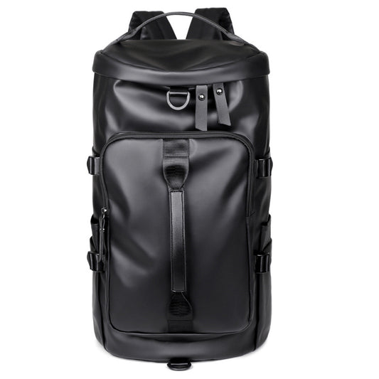Black Large Capacity Men's Travel Backpack with Shoe Compartment - Water-Resistant Coated Fabric Business Weekender Bag - Casual Duffel Backpack with Dry-Wet Separation for Gym, Hiking, and 14-Inch Laptop