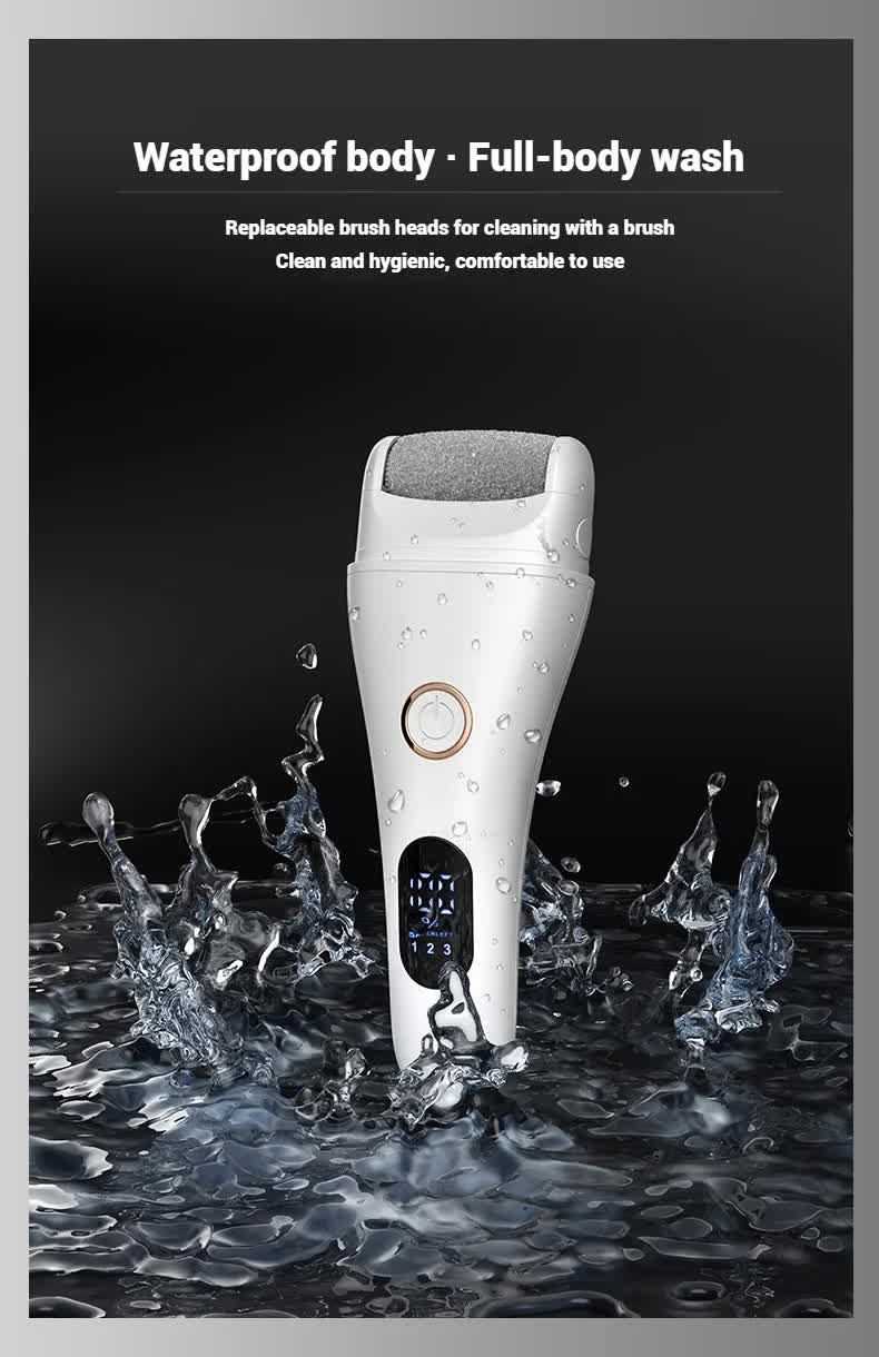 White Professional Electric Foot Callus Remover - Rechargeable Pedicure Tool with 3 Adjustable Speeds, Smart LED Display, and 3 Replaceable Grinding Heads for Smooth Feet