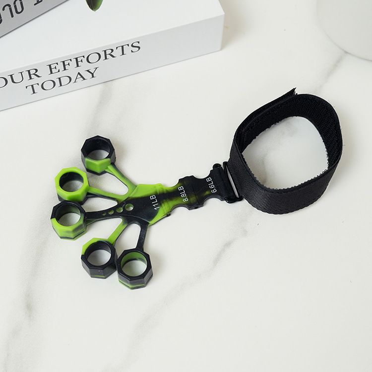 10 pcs Green Finger Exerciser and Hand Strengthener - Adjustable Silicone Grip Strength Trainer for Physical Therapy, Athletes and Musicians - 13LB to 21LB Resistance Levels