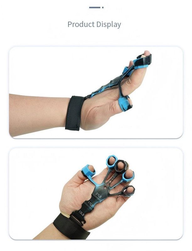 10 pcs Blue Finger Exerciser and Hand Strengthener - Adjustable Silicone Grip Strength Trainer for Physical Therapy, Athletes and Musicians - 13LB to 21LB Resistance Levels