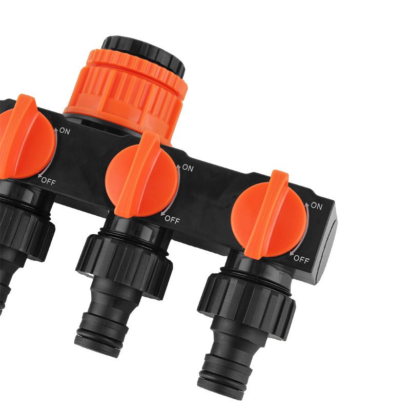 2pcs Orange 4-Way Garden Hose Splitter - Multi-Outlet Tap Manifold with Individual Control Valves - Universal Fit for 1/2 inch 3/4 inch and 1 inch Taps - Durable ABS Irrigation Water Distributor