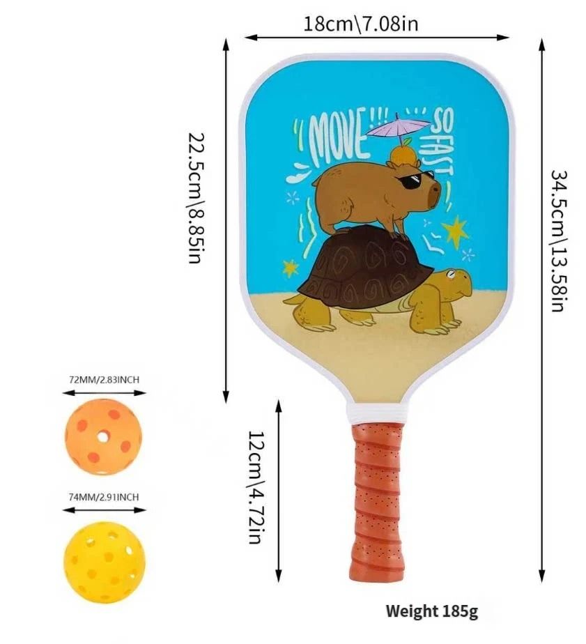 【RT-011】 Fiberglass Pickleball Paddle Set of 2 with 4 Balls and Carry Bag - 185g Single Paddle Weight - Beginner Friendly Starter Kit with Non-Slip Cushion Grip for Adults Kids and Outdoor Family Fun