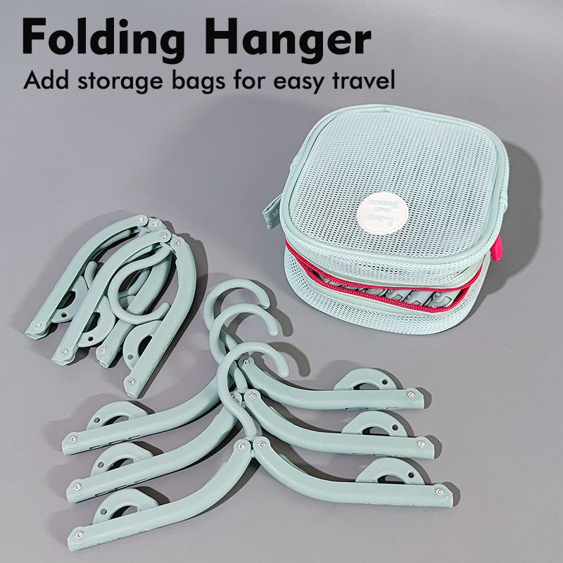 Portable Folding Travel Hangers Set - 19 Piece Laundry Kit with 6 Adjustable Hangers 12 Clips and Storage Bag - Space Saving Design for Caravanning Camping and Student Dorms - Gray