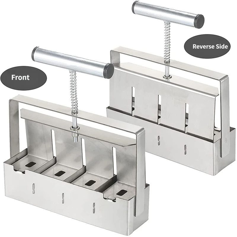 4 Cell Soil Blocker - Heavy Duty Steel Seedling Block Maker with 3 Seed Pin Sets, Reusable Hand Press for Seed Starting, Propagation and Home Gardening