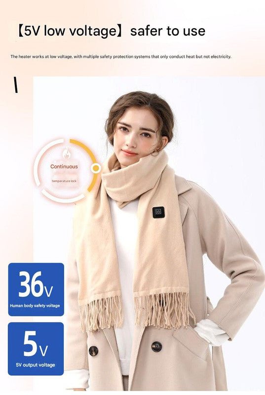Camel Heated Scarf - Electric Warming Scarf, Winter Outdoor Essential (Without power bank)