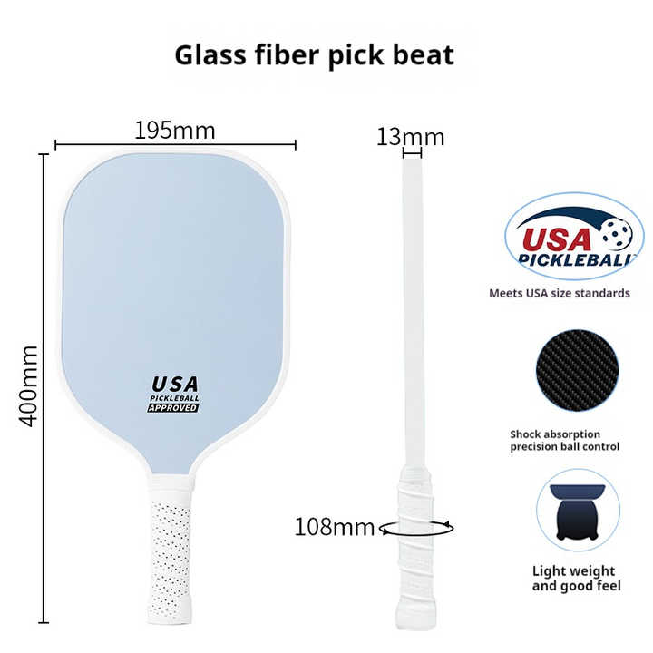 Bright Blue Fiberglass Pickleball Paddle Set - 2 Minimalist Paddles, 4 Balls, and Carry Bag for Outdoor Play