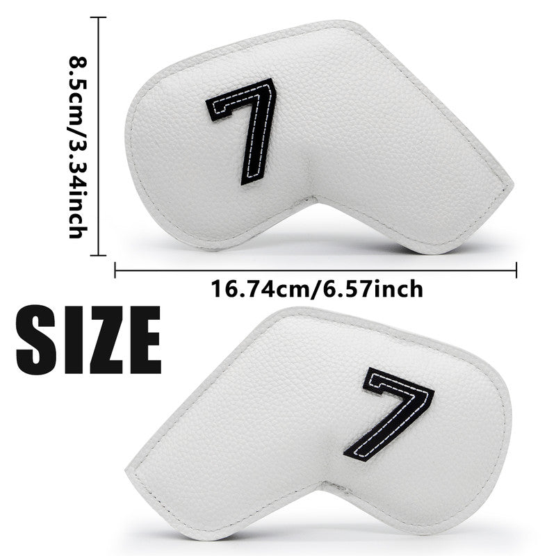 Dark Green Golf Iron Head Covers Set of 10 - Waterproof PU Leather Club Protectors with Embroidered Numbers (3-9, P, A, S)