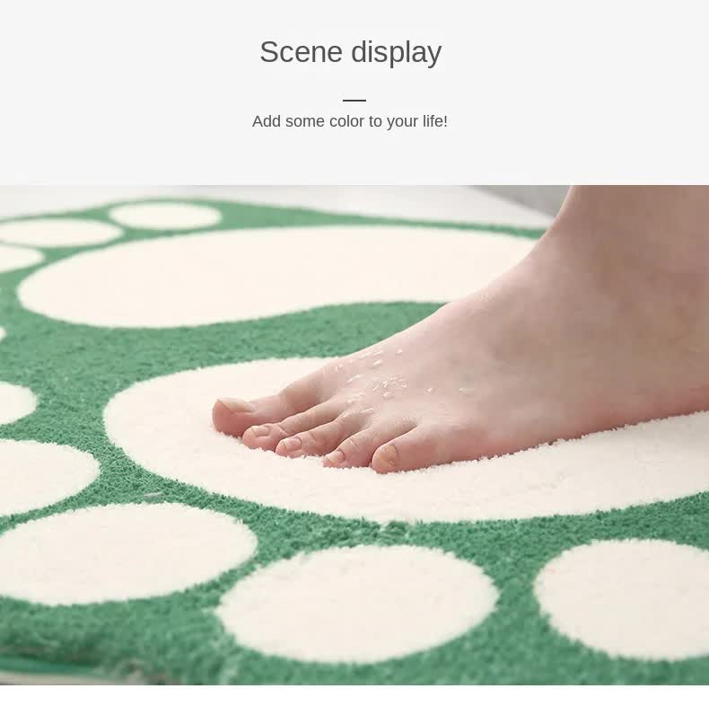 2 Pcs Light Green And White Foot-Shaped Plush Bath Mat - Non-Slip Absorbent Bathroom Rug for Bedroom and Doorway (50x80cm)