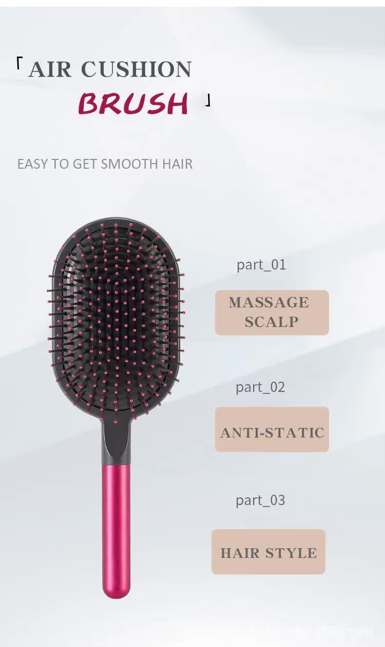 Blue Air Cushion Massage Paddle Brush & Wide Tooth Comb Set - Gentle Detangling for All Hair Types