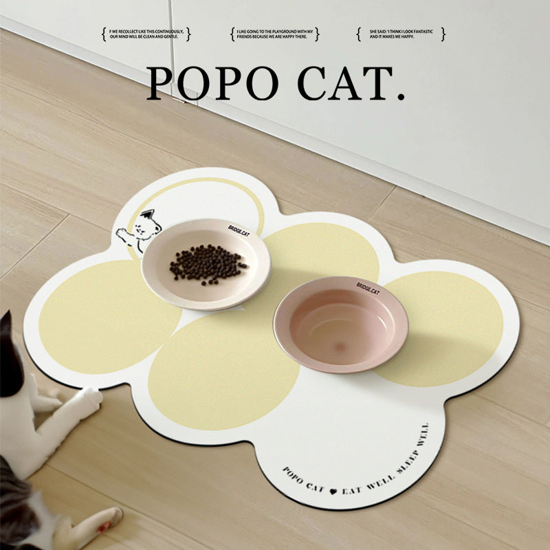 Style 1 White And Yellow Absorbent Diatomaceous Earth Pet Feeding Mat - Non-Slip & Quick Dry Placemat (50x80cm)
