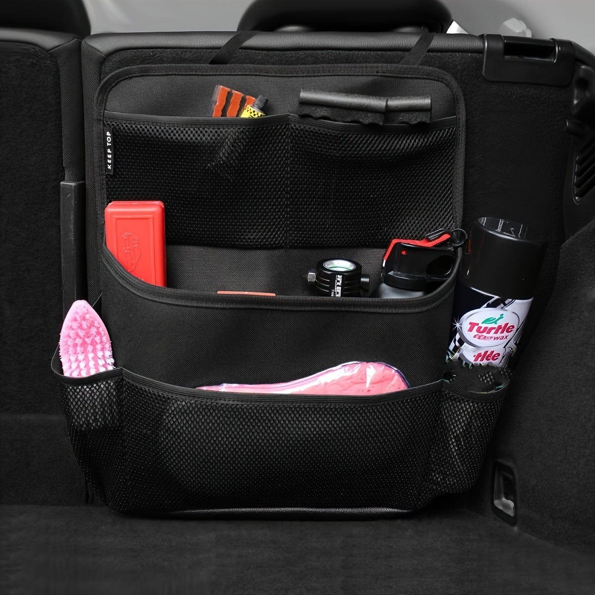 3 Pcs Black Premium Car Back Seat & Trunk Organizer - Multi-Pocket Hanging Storage Bag