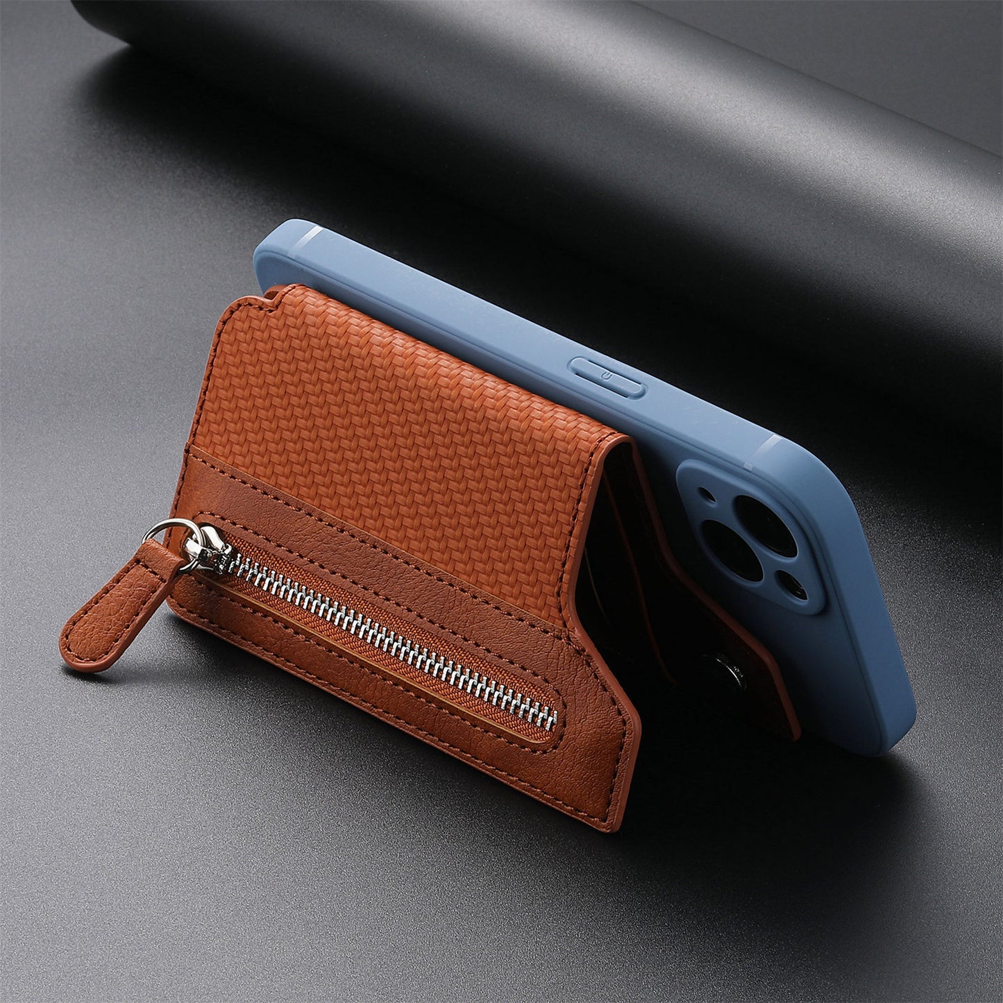 2 Pcs Green Multifunction Stick-On Phone Wallet - PU Leather Card Holder with Zipper & Flip Cover