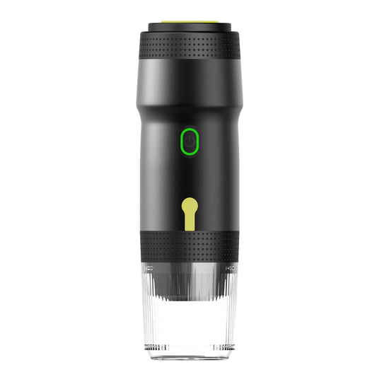 Black 3-in-1 Portable Electric Espresso Maker - Rechargeable Travel Coffee Machine for Capsules & Ground Coffee