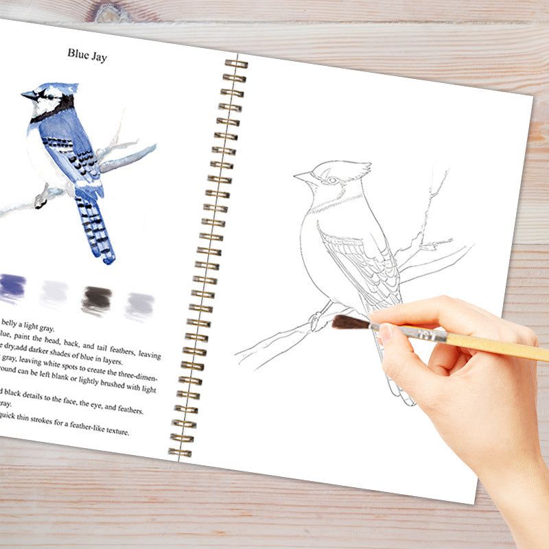 Bird 2-Pack Watercolor Painting Set - Premium Bird-Themed Coloring Books with Watercolor Paints (22.86×16.51cm) - Artist-Grade Workbook Kit