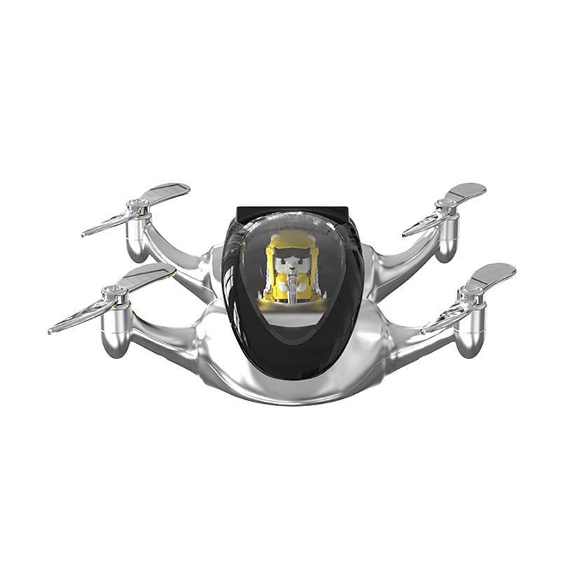 Silver Solar Powered Drone Car Air Freshener - Rotating Propeller Vehicle Scent Diffuser Ornament