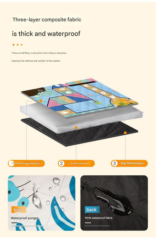 Waterproof Foldable Picnic Blanket with Green Mood Print - 200x200cm