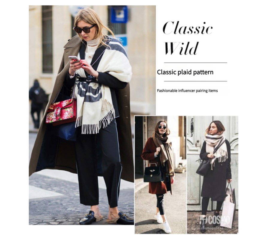 Cozy Color Block Fringe Scarf - Black and White Shawl for Fall and Winter