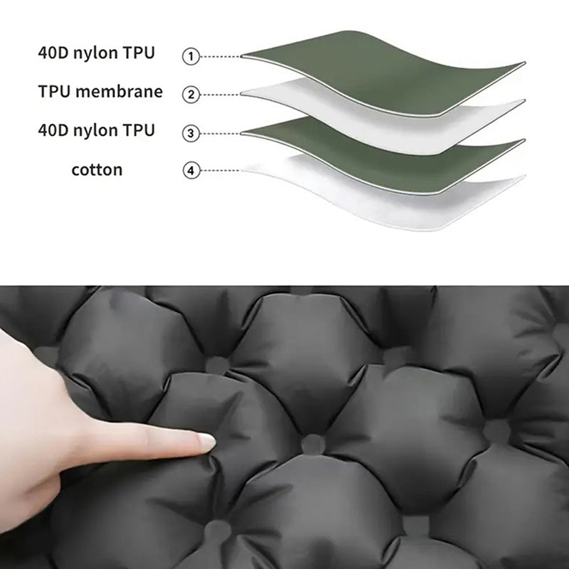 Inflatable Seat Cushion - Portable 40x30x5cm Camping Pad in Green
