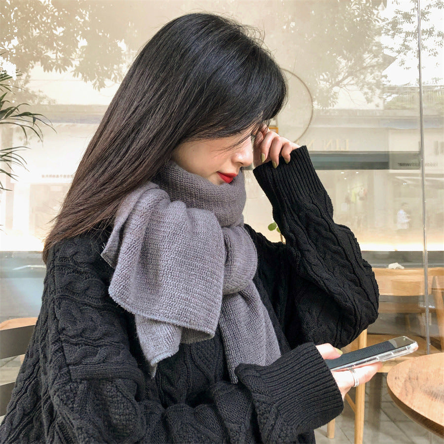 Red Imitation Cashmere Solid Scarf - Warm Winter Shawl for Men and Women