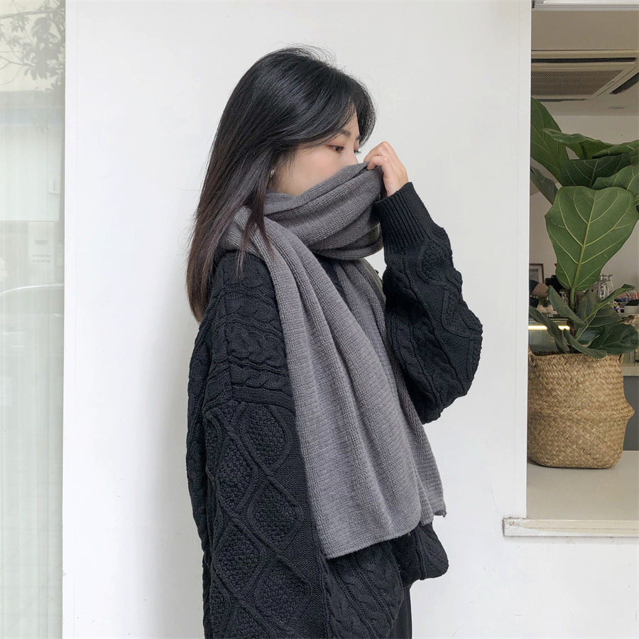 Green Imitation Cashmere Solid Scarf - Warm Winter Shawl for Men and Women