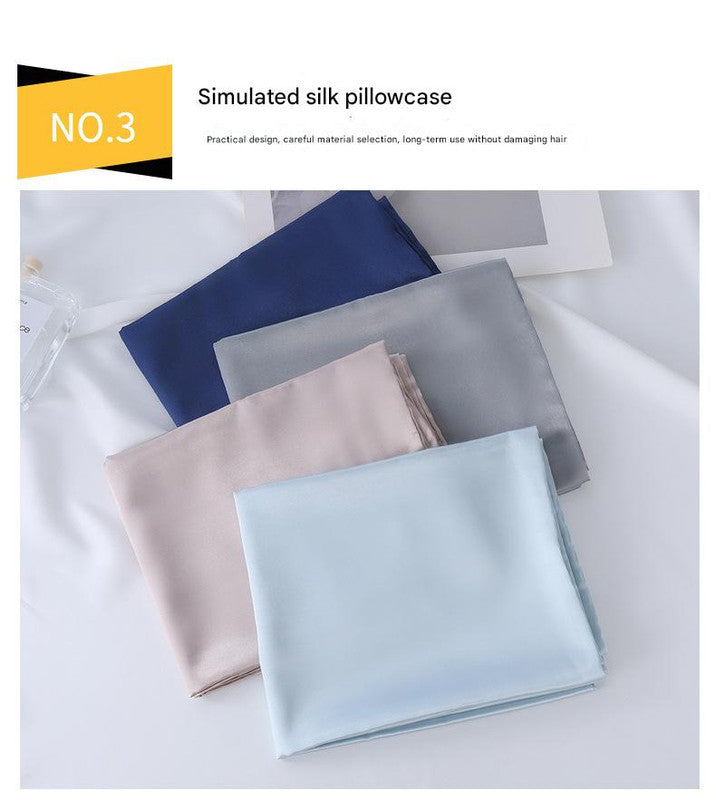 Luxury Satin Sleep Mask Gift Set,4-Piece with Pillowcase and Hair Accessories(White)