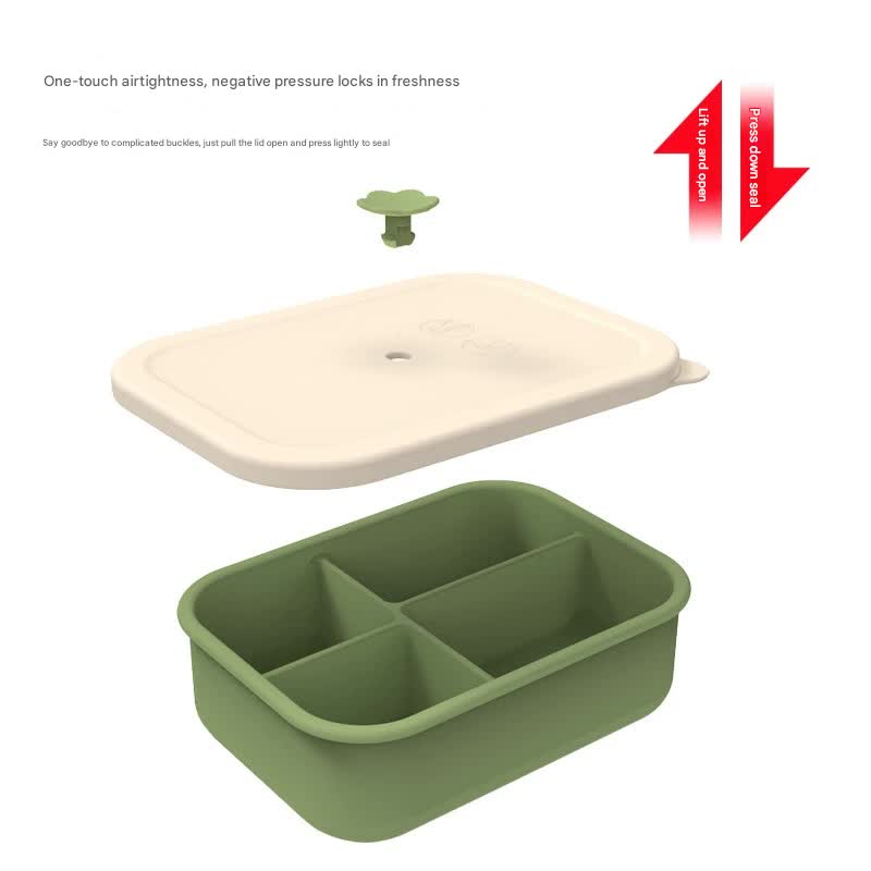 Lotus color Microwave-Safe Silicone Lunch Box with 4 Compartments - Airtight Bento Box for Work and Travel