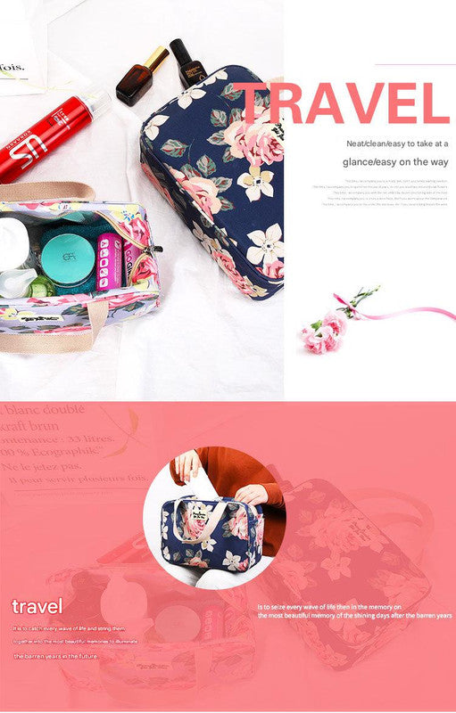Versatile Portable Handled Bag - Durable Waterproof Fabric, Ideal for Toiletries, Lunch & Travel(Rose)