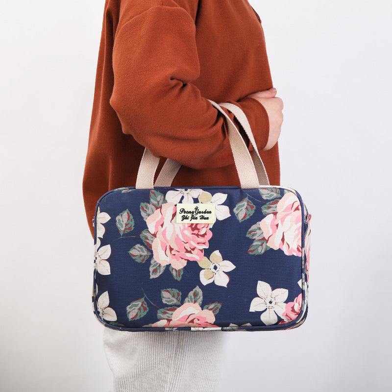 Versatile Portable Handled Bag - Durable Waterproof Fabric, Ideal for Toiletries, Lunch & Travel(Leaves)