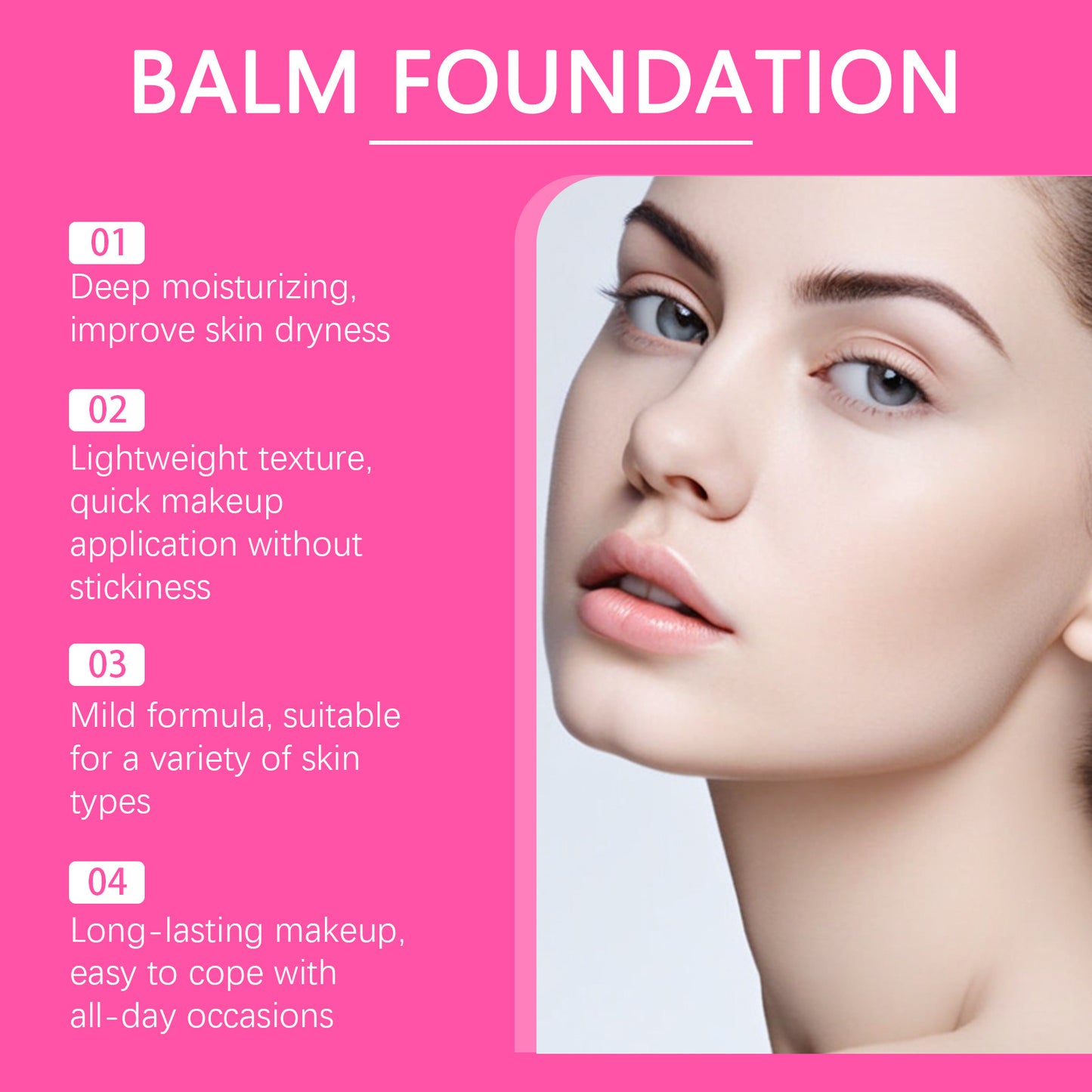 Moisturizing Balm Foundation - Lightweight Texture, Long-Lasting Natural Coverage(Natural color)
