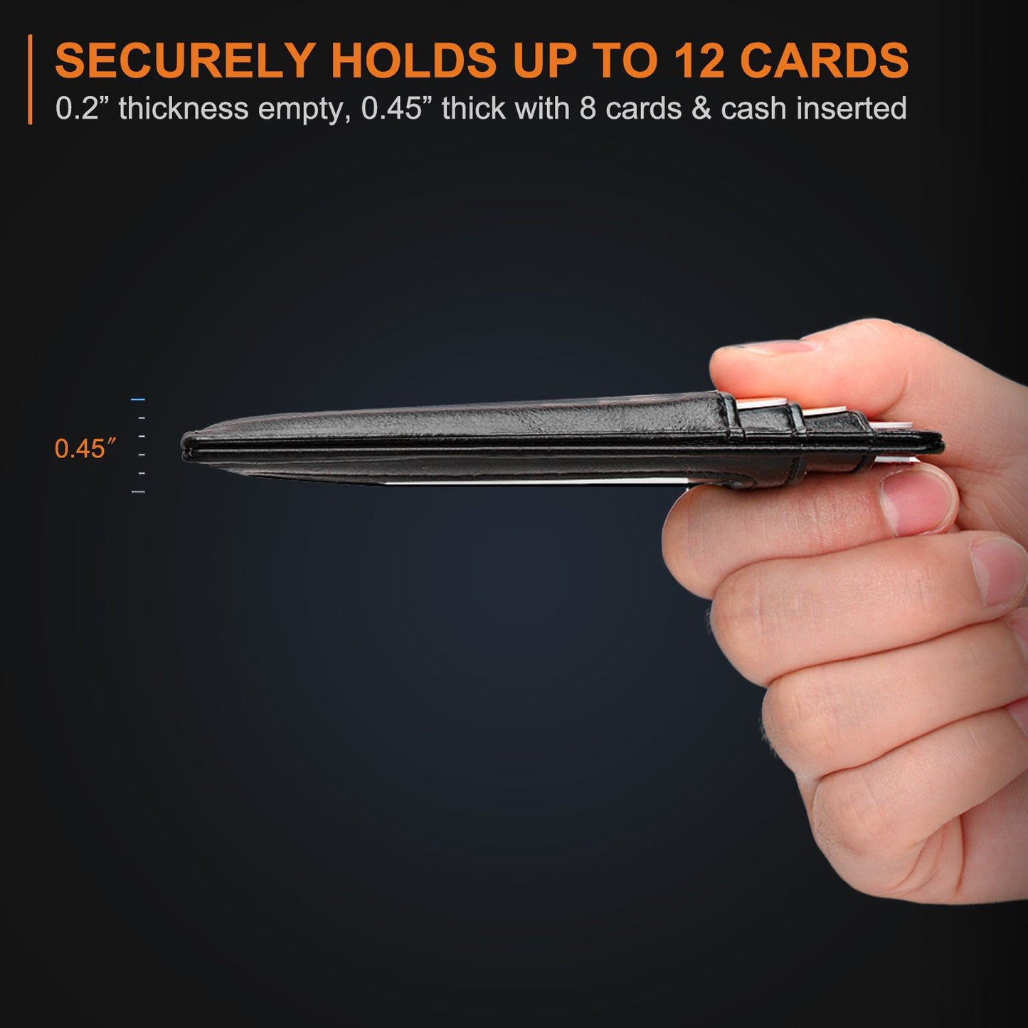 Slim Minimalist Leather Wallet with ID Window & RFID Blocking - Holds 12 Cards & Cash(Red)
