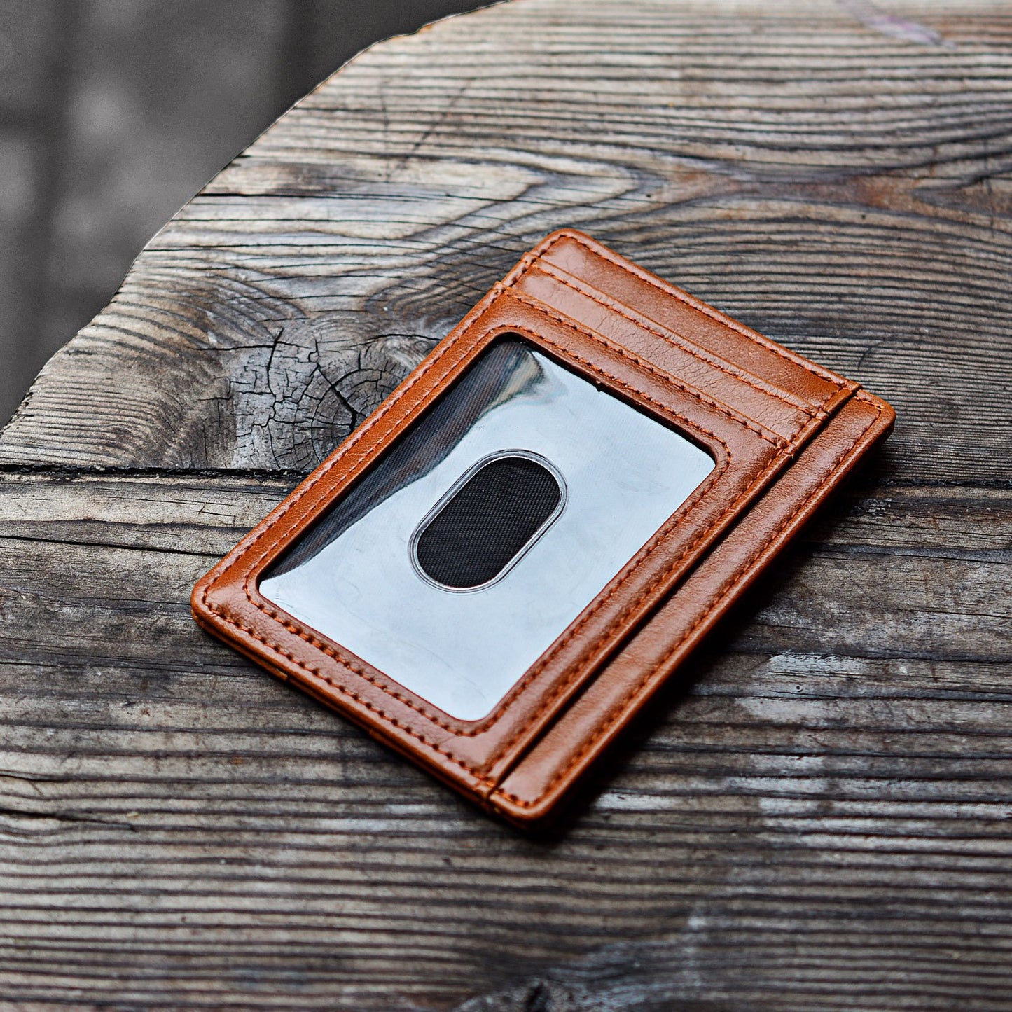Slim Minimalist Leather Wallet with ID Window & RFID Blocking - Holds 12 Cards & Cash(Dark green)