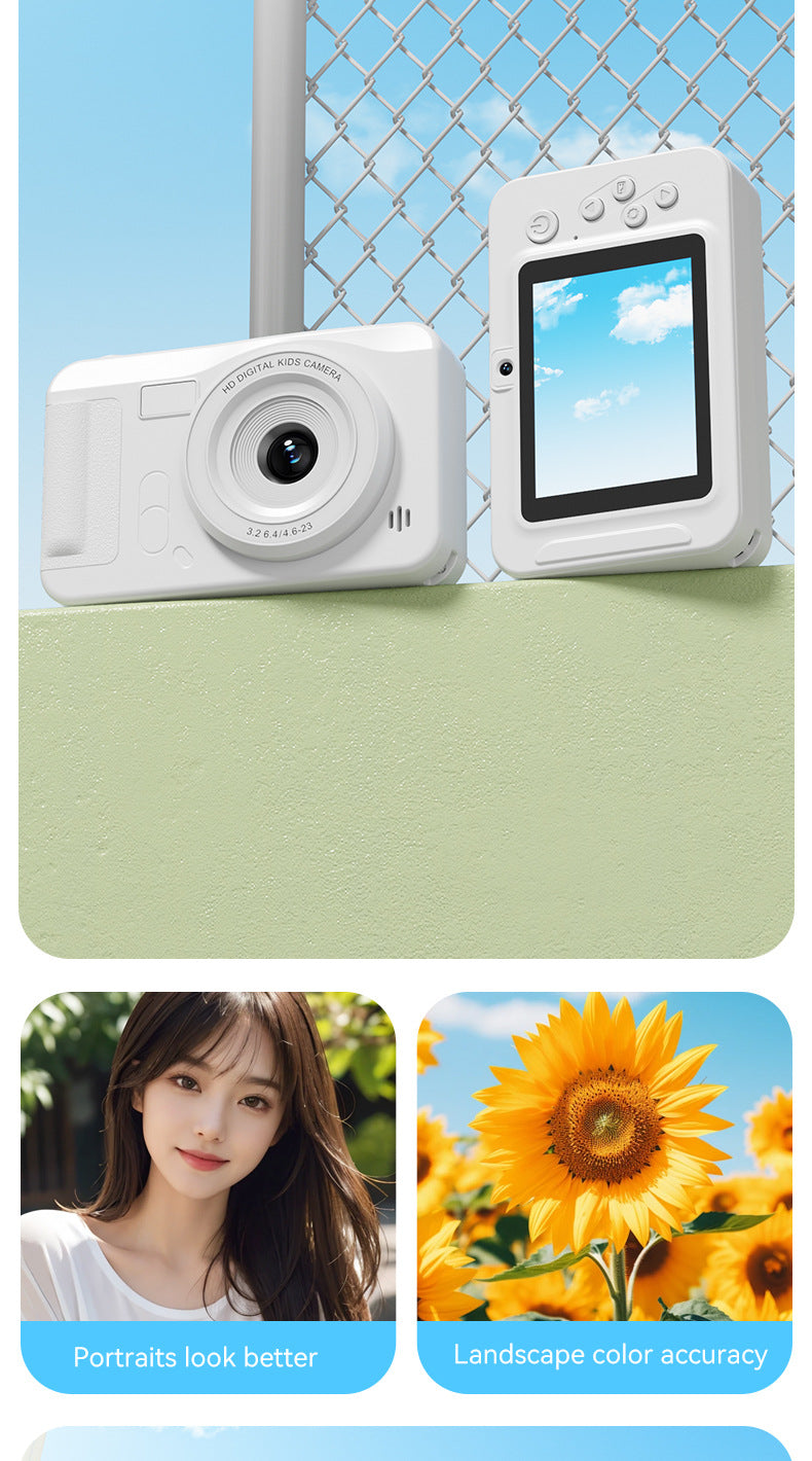 Student HD Digital Camera - 44MP, 8x Zoom, Autofocus, Dual Lens, Type-C Charging (Silver)