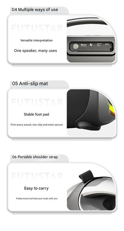Portable Bluetooth 5.3 Speaker - 60W Powerful Sound, RGB Lights, Multiple Inputs(Red)