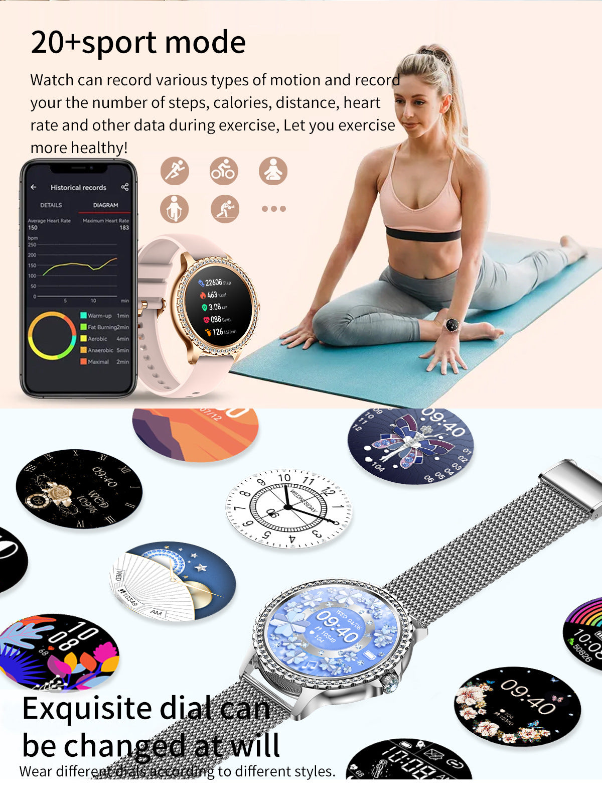 Elegant Women's Smartwatch,HD Touchscreen, Bluetooth Calls, Health Monitoring(gold)