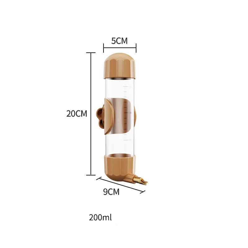 Brown Automatic Bird Water Feeder Bottle (200ml) - Leakproof No-Drip Dispenser for Parrots