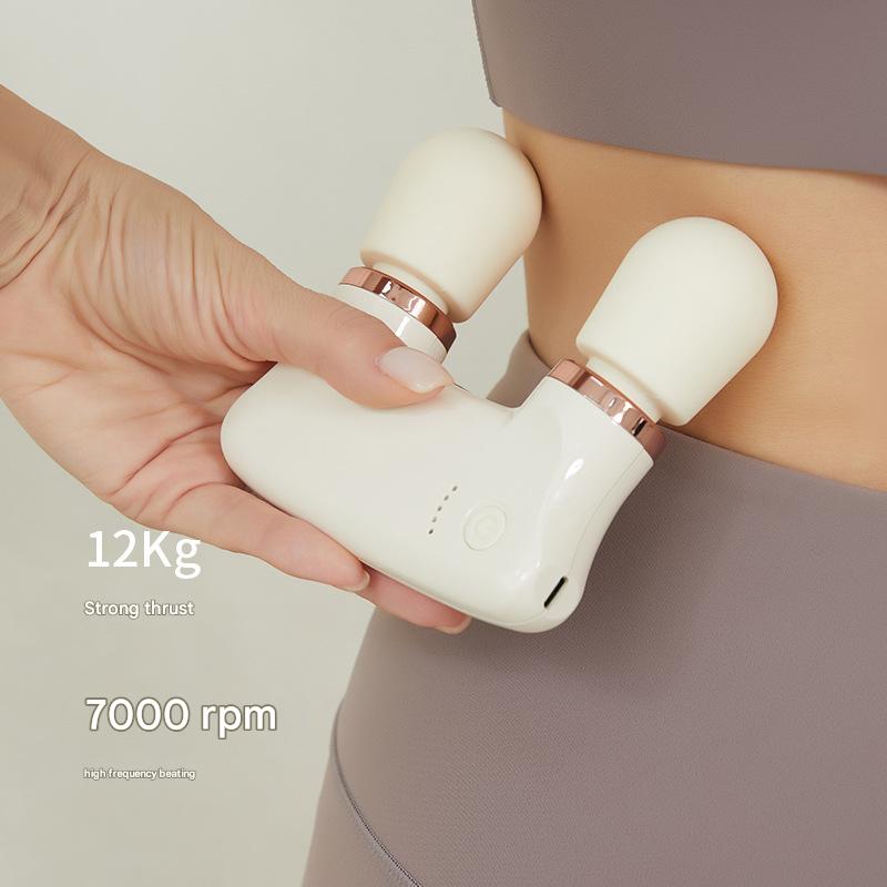 Pink Portable Dual Head Mini Massager - 5 Modes, Quiet Operation, USB-C Rechargeable