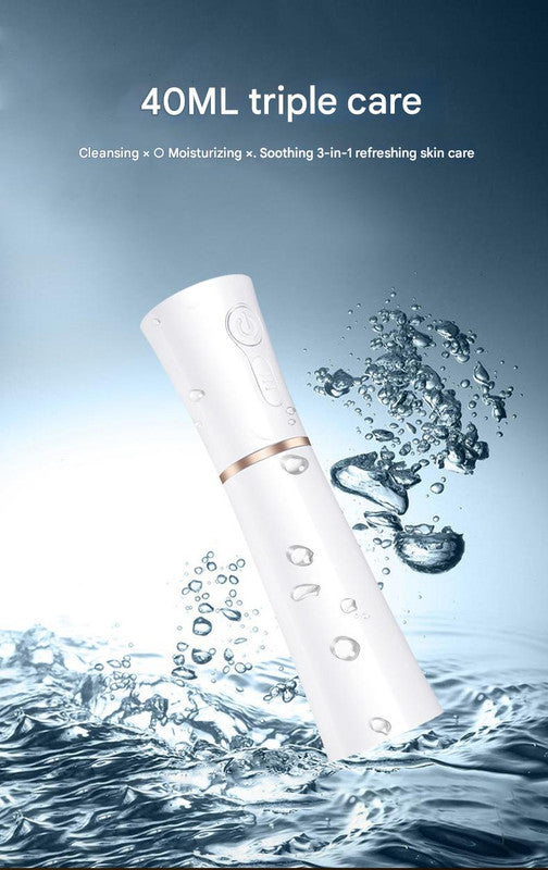 White 2 in 1 Cool Mist Humidifier and Facial Moisturizer - USB Rechargeable Portable Nano Sprayer