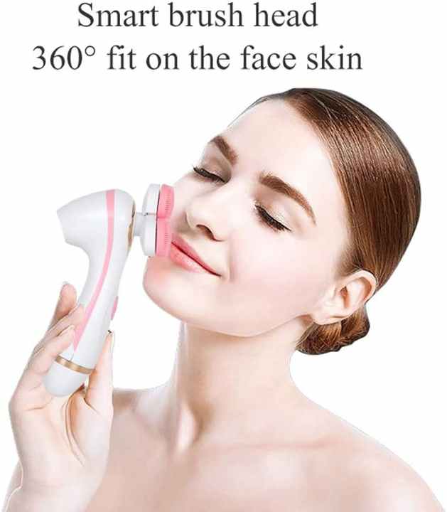 Blue 3-Head Electric Facial Cleansing Brush - Rechargeable Spin Scrubber Kit