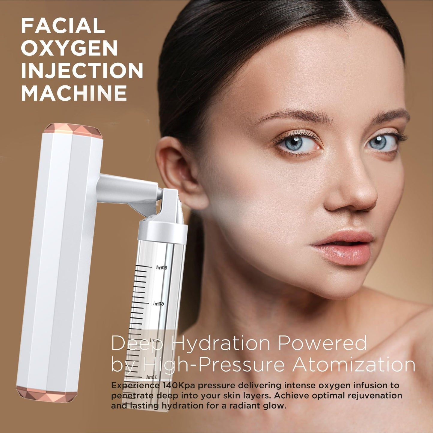 White Rechargeable Facial Oxygen Sprayer - Home Use Nano Mist Beauty Tool