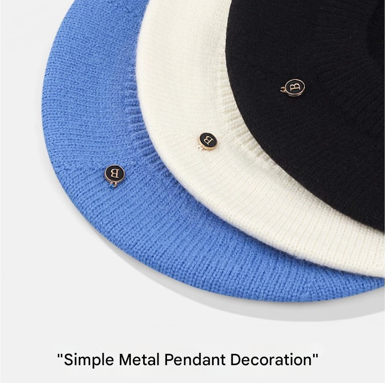Blue Vintage Inspired Knitted Beret - Stretchy & Comfortable Wool Blend Cap