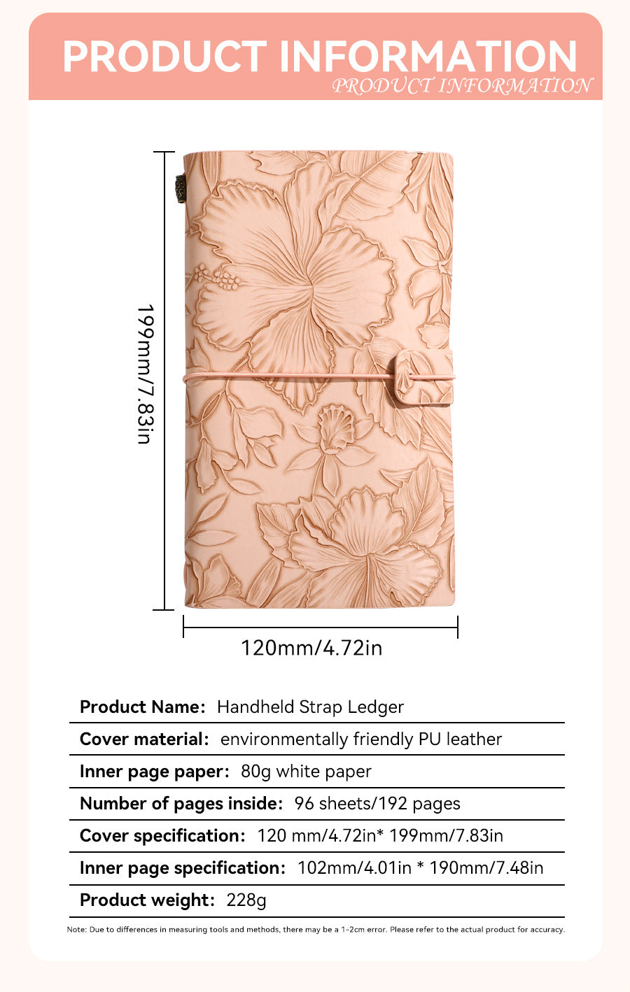 Green 2-Pack Vintage Floral Embossed PU Leather Journals - 192 Pages Each