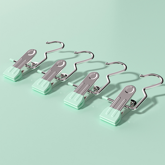 Light green Stainless Steel Hanging Clips (35 PCS) - Strong Grip for Pants, Hats, Socks, Laundry