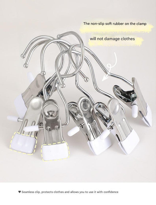 Gray Stainless Steel Hanging Clips (35 PCS) - Strong Grip for Pants, Hats, Socks, Laundry