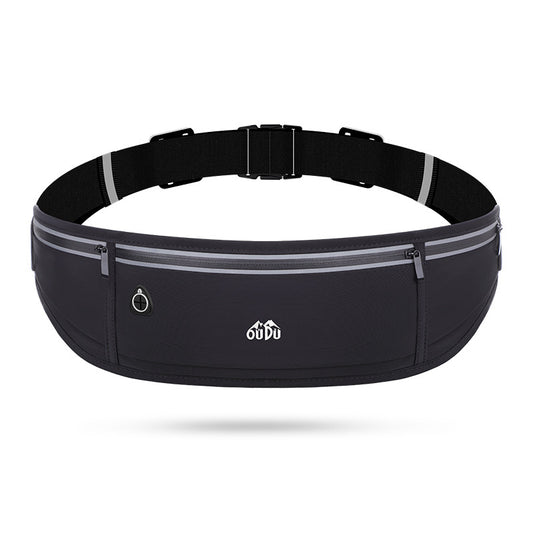 Black Adjustable Running Belt - Fits Large Phones, Reflective, Earphone Port