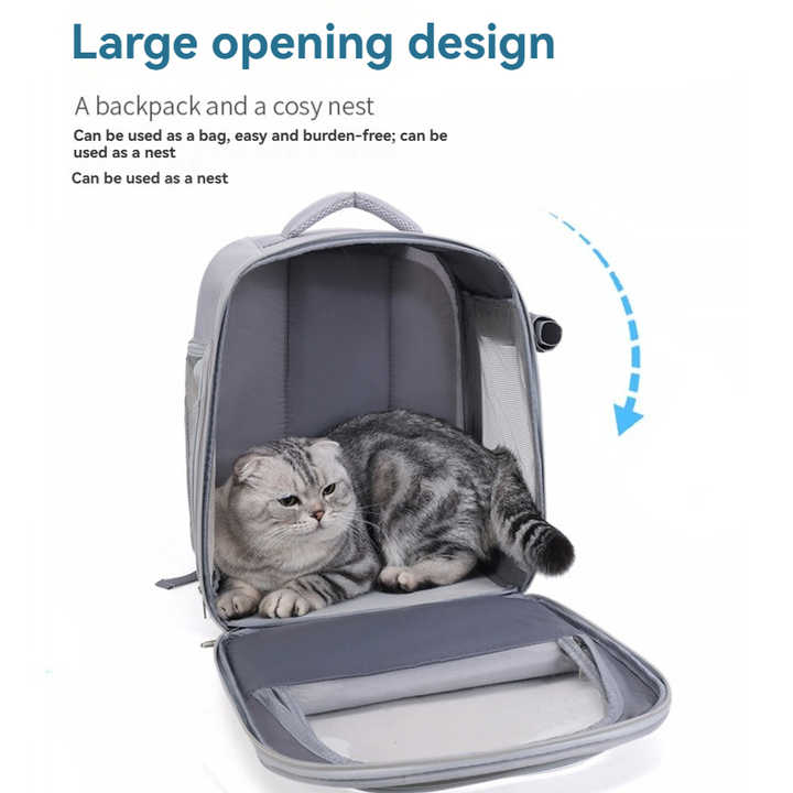 Beige And Yellow Spacious Pet Carrier Backpack with Clear Window - Comfortable Travel Bag for Cats & Small Dogs
