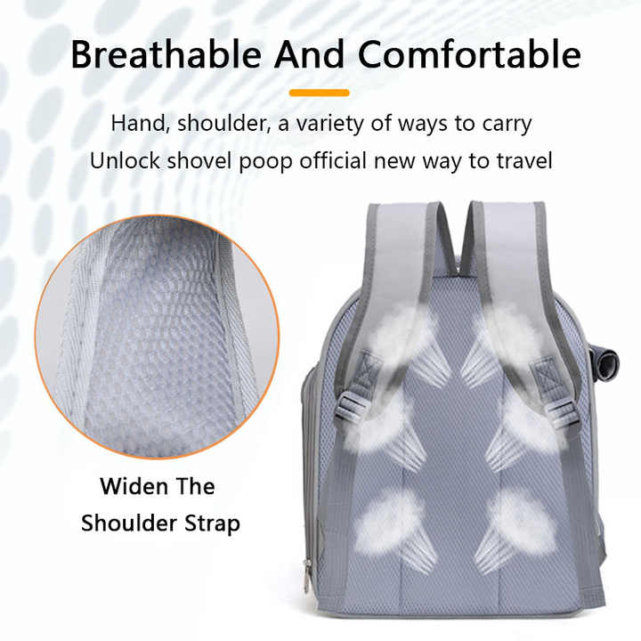 Beige And Green Spacious Pet Carrier Backpack with Clear Window - Comfortable Travel Bag for Cats & Small Dogs