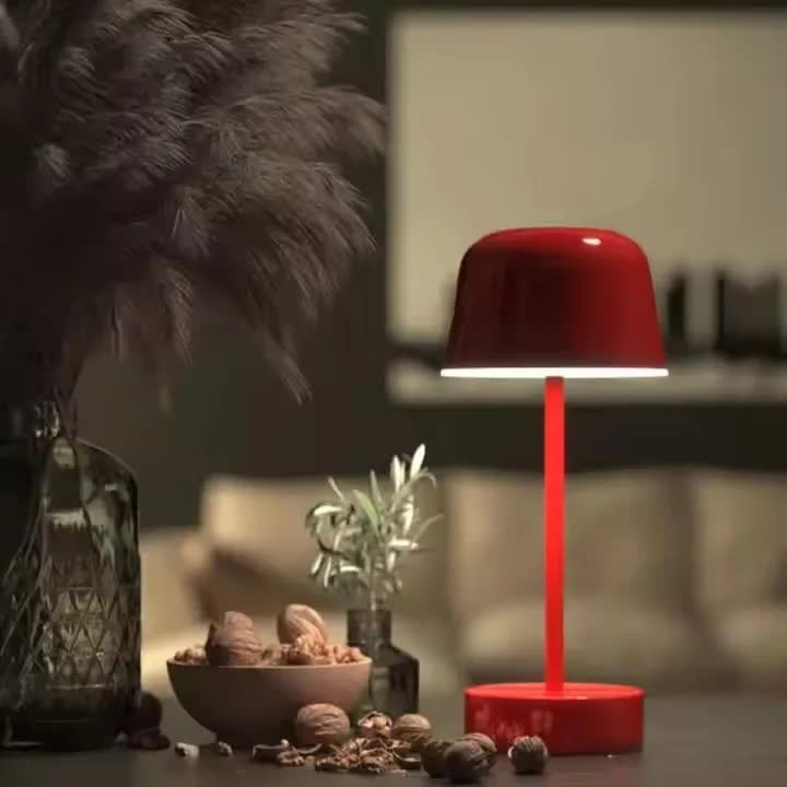 Dark Green Modern Minimalist LED Table Lamp - Rechargeable Touch Control Desk Light
