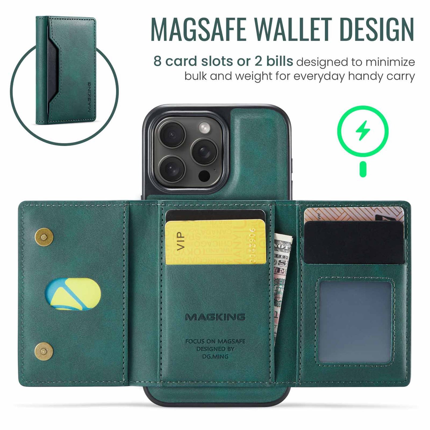 Purple Premium MagSafe Wallet Case for iPhone 16 Pro Max - Detachable PU Leather Magnetic Card Holder