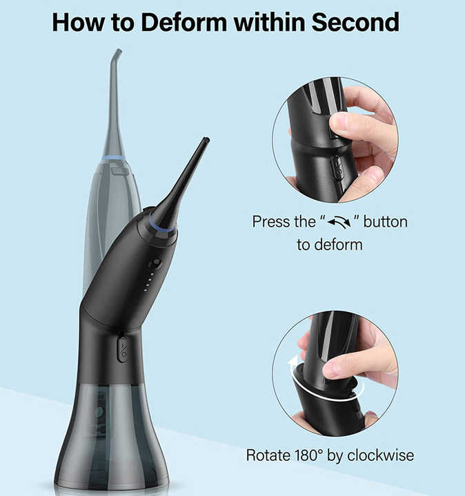 White Advanced Portable Water Flosser - Rechargeable Oral Irrigator, IPX7 Waterproof, 4 Cleaning Modes for Deep Dental Care