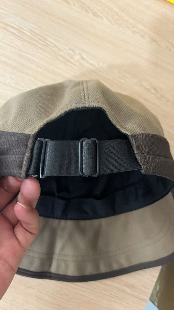 Beige Elegant Warm Bucket Hat - Minimalist Color Block Design, Face-Slimming Style for Autumn & Winter